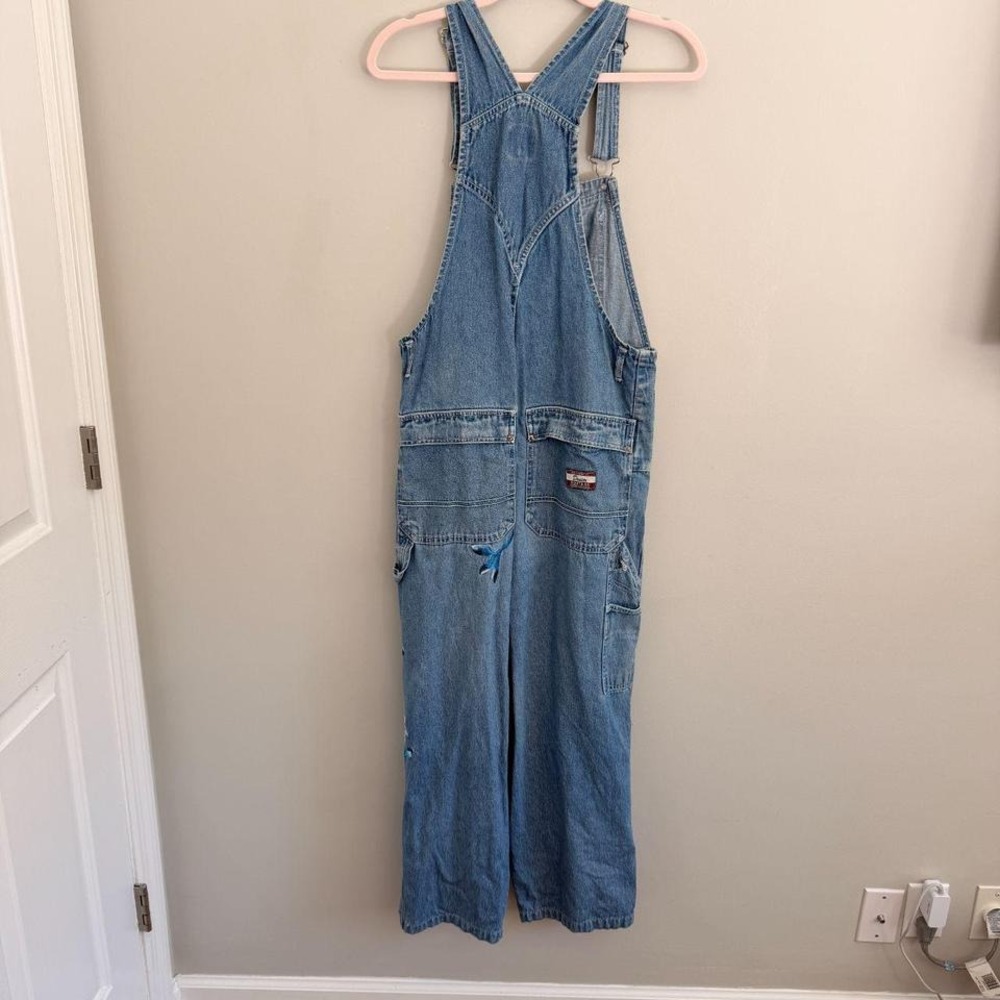VINTAGE ROUTE 66 FLORAL DENIM OVERALLS - Picture 5 of 7